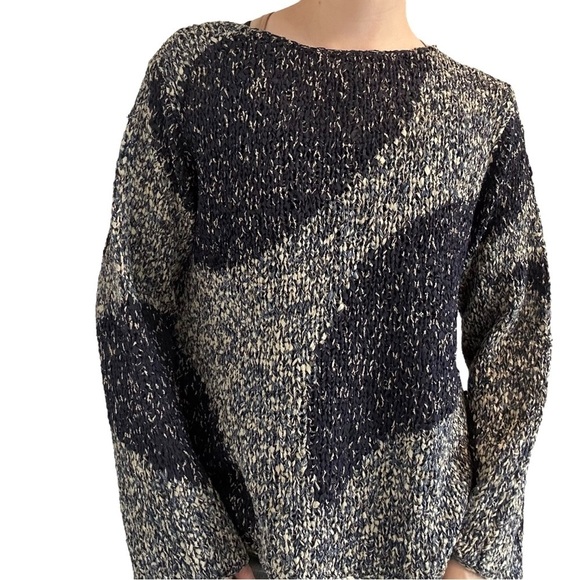 Vintage Abstract Hand Knit Sweater Silk Blue Whimsigoth Fairy Boho Size Medium - Picture 11 of 11